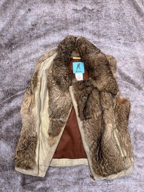 Marciano Gold and Brown Genuine Real Fur Vest Size XS